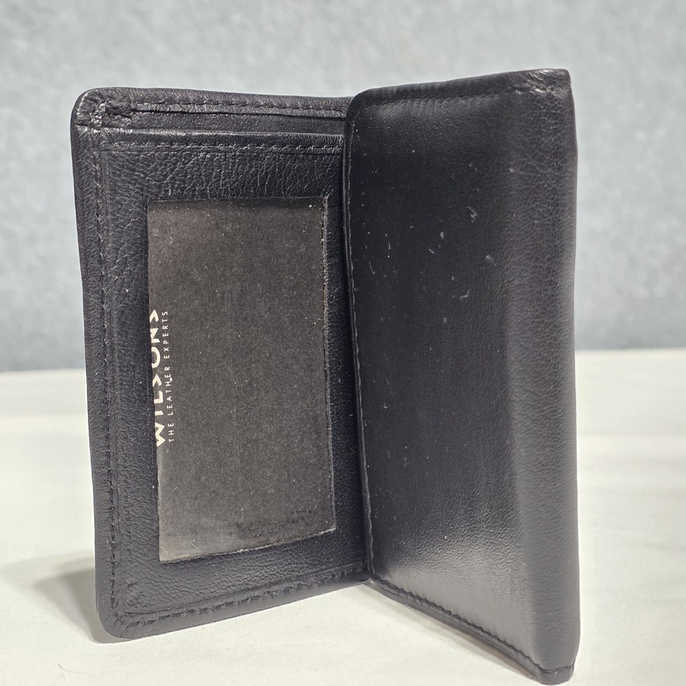 Wilsons Leather Men's Black Genuine Leather Trifold Wallet w/ ID Window, Cards - Picture 4 of 10